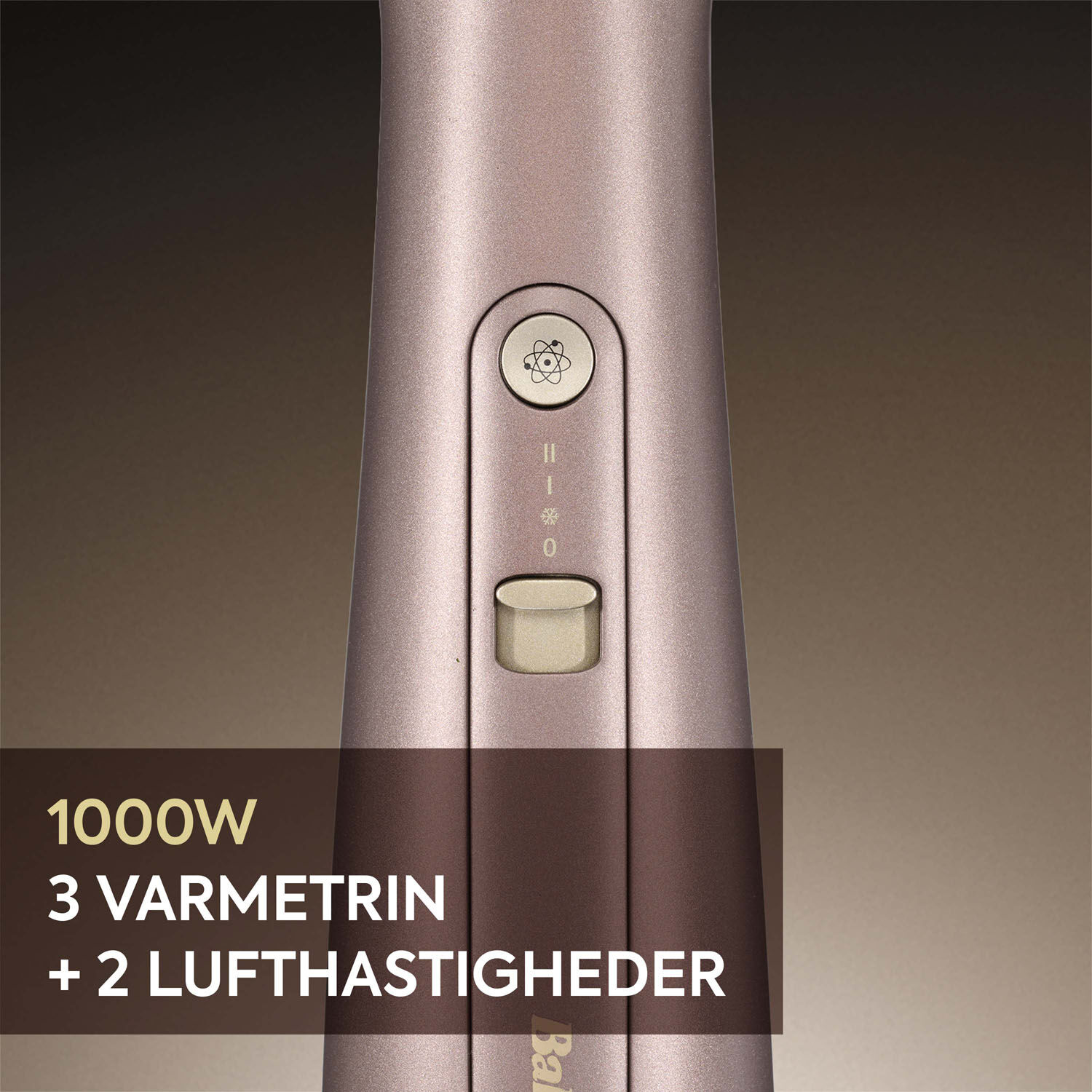 1000W. 3 varmetrin + 2 . lufthastigheder